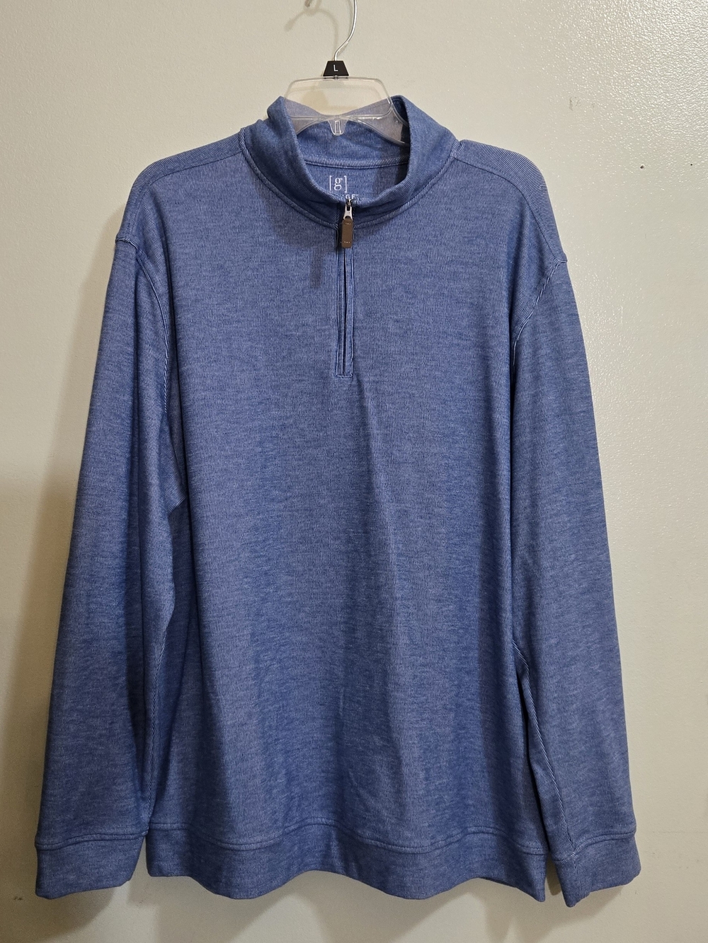 George Men's Heathered Navy Blue Quarter-Zip Sweater